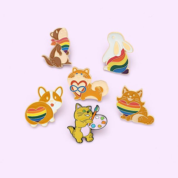 rainbow heart animals enamel pin custom cat rabbit corgi squirrel brooches bag lapel pin badge jewelry gift for friends, Blue
rainbow heart animals enamel pin custom cat rabbit corgi squirrel brooches bag lapel pin badge jewelry gift for friends, Blue