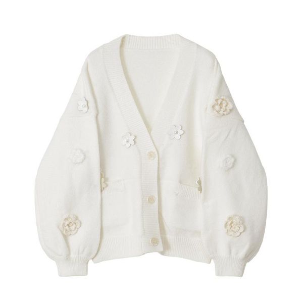 women's knits & tees solid color knitted cardigan blouse applique pearl lantern sleeves v-neck long sleeve sweater casual jacket, White
women's knits & tees solid color knitted cardigan blouse applique pearl lantern sleeves v-neck long sleeve sweater casual jacket, White