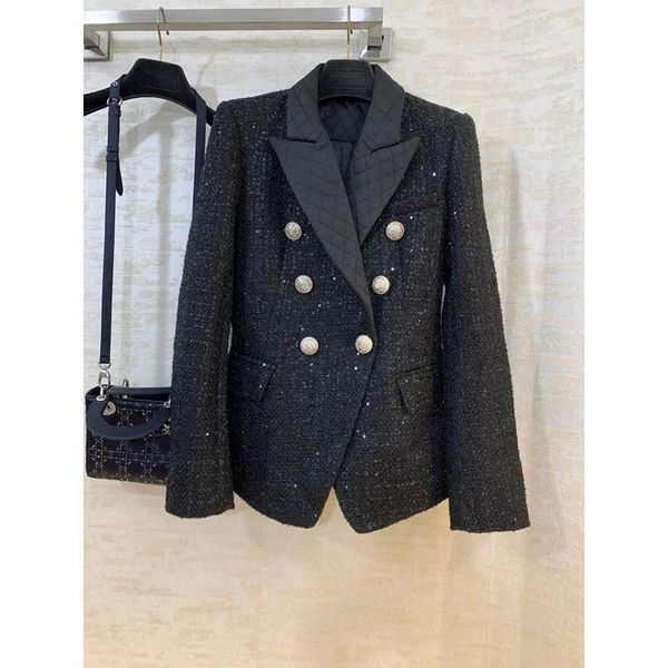 12.7high end quality autumn winter new heavy industry sequins tweed blazer coat women fashion temperament slim outerwear, White;black
12.7high end quality autumn winter new heavy industry sequins tweed blazer coat women fashion temperament slim outerwear, White;black