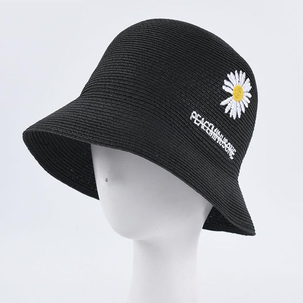 women summer floral embroidery straw bucket hat solid color sunscreen breathable dome elegant foldable beach fisherman cap, Blue;gray
women summer floral embroidery straw bucket hat solid color sunscreen breathable dome elegant foldable beach fisherman cap, Blue;gray