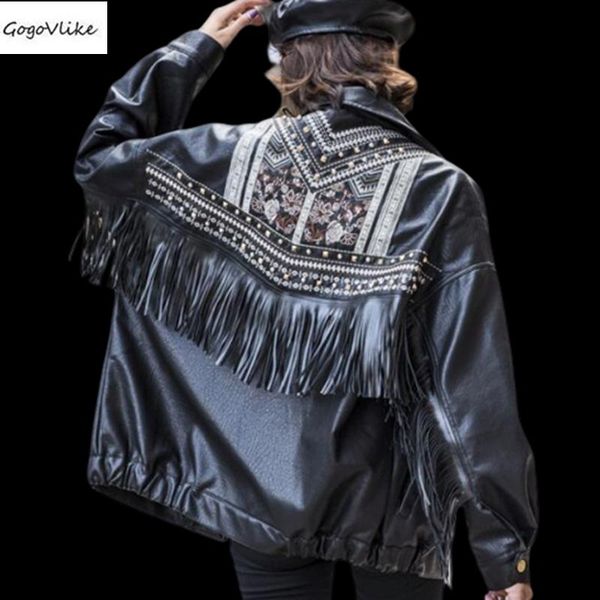 autumn winter embroidery leather jacket for women tassel punk moto coats faux jacket jaquetas couro handsome jackets sa469s30, Black;brown
autumn winter embroidery leather jacket for women tassel punk moto coats faux jacket jaquetas couro handsome jackets sa469s30, Black;brown