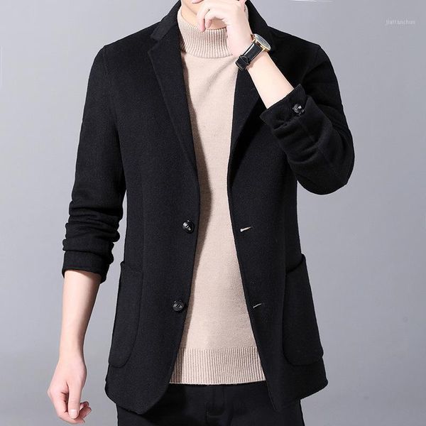 men's double faced cashmere fur coat in autumn and winter 20201, Black