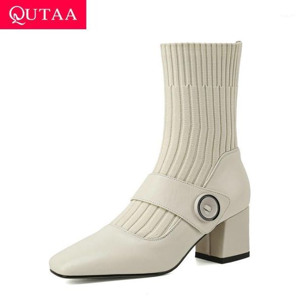 boots qutaa 2021 retro square toe autumn winter slip on women shoes knitting cow leather heel fashion ankle size 34-401, Black
boots qutaa 2021 retro square toe autumn winter slip on women shoes knitting cow leather heel fashion ankle size 34-401, Black