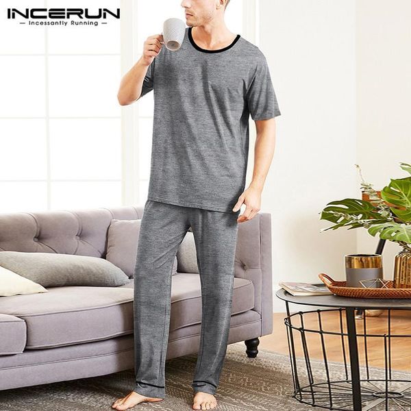fashion men pajamas sets solid homewear soft short sleeve o neck comfortable nightwear casual long pants sleepwear sets incerun1, Black;brown
fashion men pajamas sets solid homewear soft short sleeve o neck comfortable nightwear casual long pants sleepwear sets incerun1, Black;brown