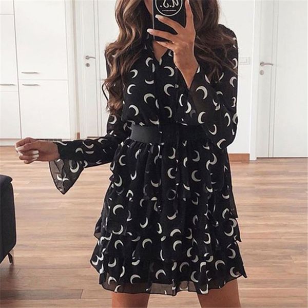 2021 new swan moon prints neck cascade ruffles chiffon party line long sleeve women's dress ik5s, Black;gray
2021 new swan moon prints neck cascade ruffles chiffon party line long sleeve women's dress ik5s, Black;gray