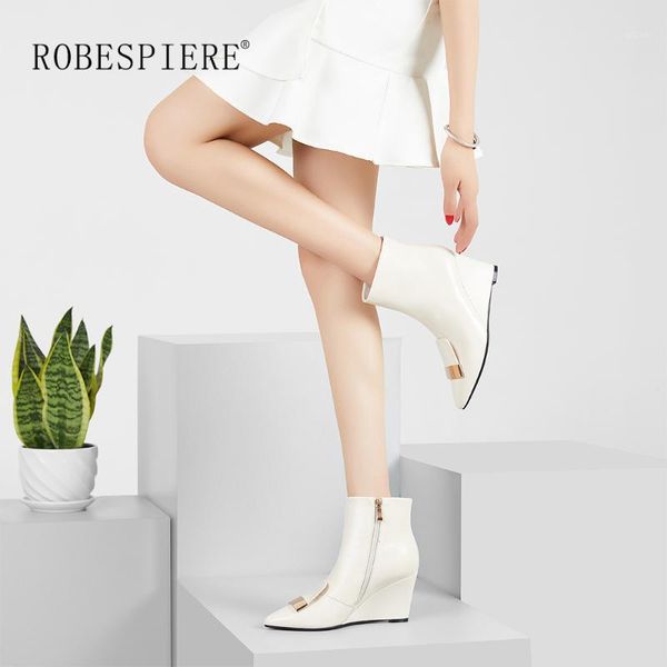 boots robespiere wedges women winter pointed toe zippers lady large size shoes natural leather western ankle for b881, Black
boots robespiere wedges women winter pointed toe zippers lady large size shoes natural leather western ankle for b881, Black
