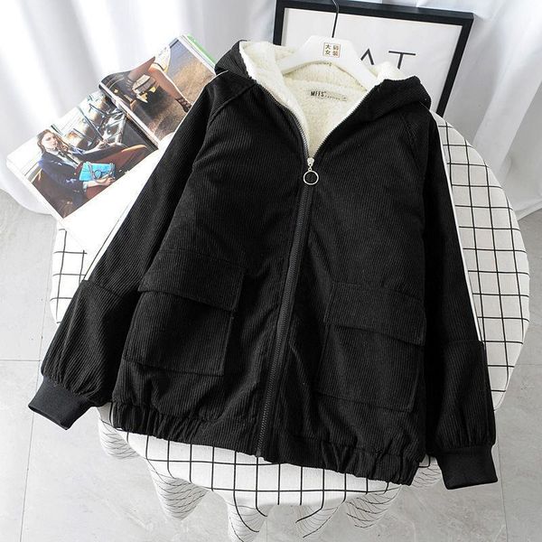 autumn winter women's jacket warm corduroy coat casual hooded jacket for women lamb fur lining outerwear female basic jacket, Black;brown
autumn winter women's jacket warm corduroy coat casual hooded jacket for women lamb fur lining outerwear female basic jacket, Black;brown