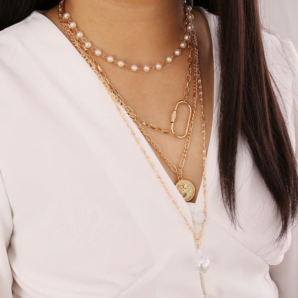 2020 fashion gold color coin pendant necklace for women thick layered clavicle chain imitation pearl chocker collier jewelry, Silver
2020 fashion gold color coin pendant necklace for women thick layered clavicle chain imitation pearl chocker collier jewelry, Silver