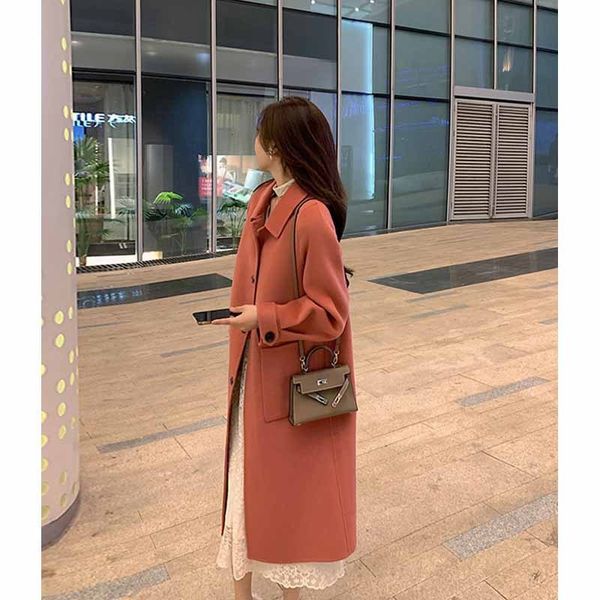 net red 2020 autumn and winter korean hepburn sleeve double-sided tweed women's middle long woollen coat, Black
net red 2020 autumn and winter korean hepburn sleeve double-sided tweed women's middle long woollen coat, Black