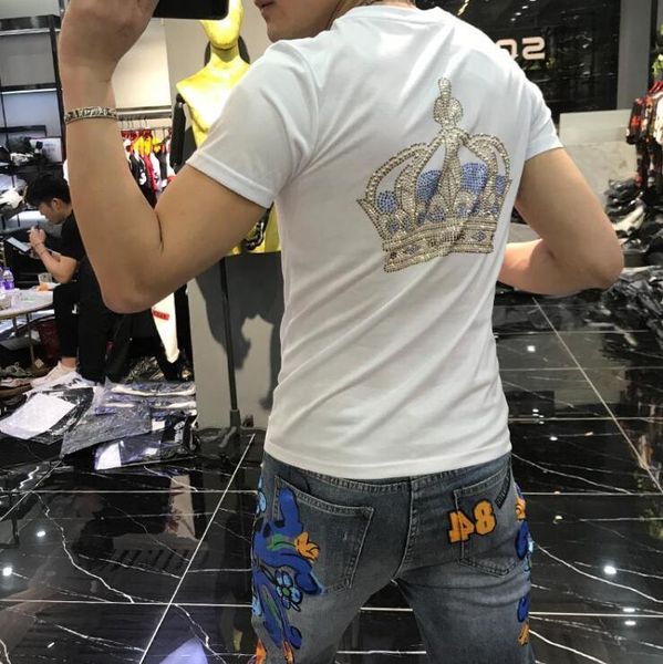 men's t shirt short sleeve t-shirt o-neck slim diamond stone half sleeved tee shirt 2020 drill design 02, White;black
men's t shirt short sleeve t-shirt o-neck slim diamond stone half sleeved tee shirt 2020 drill design 02, White;black