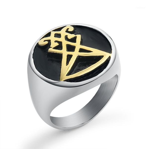 cluster rings valily jewelry men's ring sigil of lucifer stainless steel satan gold black finger band for male us size7-131, Golden;silver
cluster rings valily jewelry men's ring sigil of lucifer stainless steel satan gold black finger band for male us size7-131, Golden;silver