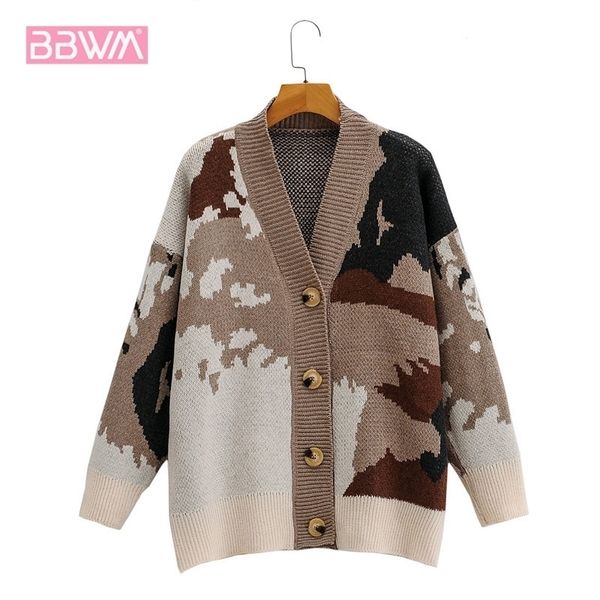 camouflage lazy loose knit outer wear female cardigan korean fashion v-neck single thicken outer wear women's sweater 201128, White;black
camouflage lazy loose knit outer wear female cardigan korean fashion v-neck single thicken outer wear women's sweater 201128, White;black