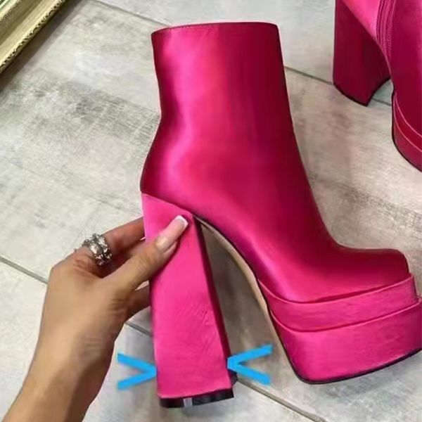 2022 new spring autumn satin women heeled ankle boots fashion square toe side zipper waterproof platform short boots, Black
2022 new spring autumn satin women heeled ankle boots fashion square toe side zipper waterproof platform short boots, Black