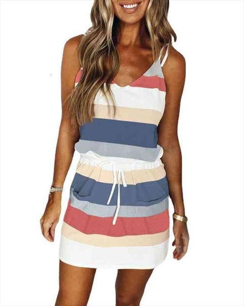 mini dress fashion stripe drawstring dress summer loose sleeveless womens comfortable casual outfits wear, Black;gray
mini dress fashion stripe drawstring dress summer loose sleeveless womens comfortable casual outfits wear, Black;gray