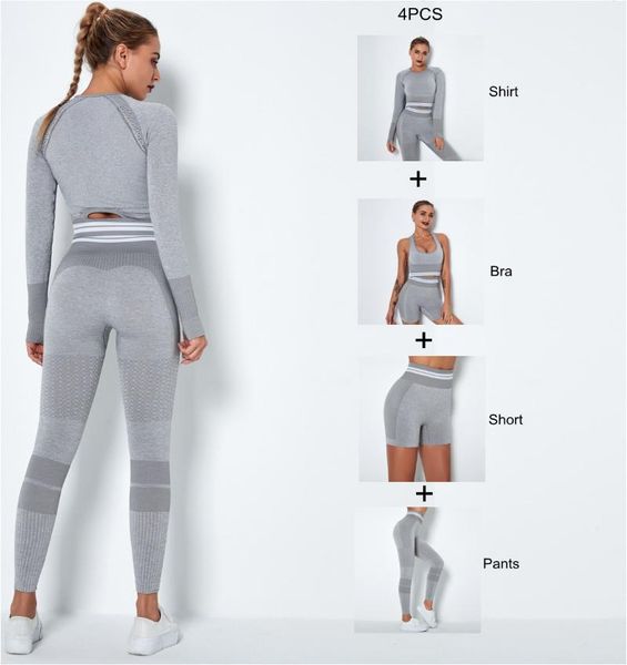 4pcs long sleeve gym cropped yoga set workout clothes women sport suit fitness set sports bra sportswear, White;red
4pcs long sleeve gym cropped yoga set workout clothes women sport suit fitness set sports bra sportswear, White;red