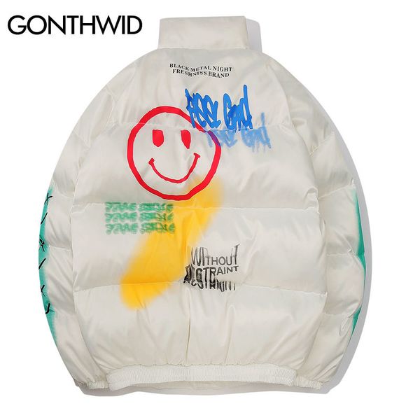 gonthwid graffiti print puffer cotton padded parkas streetwear hip hop casual thick warm jackets coats hipster fashion winter co q1217, Black 
gonthwid graffiti print puffer cotton padded parkas streetwear hip hop casual thick warm jackets coats hipster fashion winter co q1217, Black