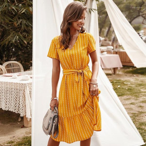 casual dresses summer women 2021 elegant v-neck a-line knee length dress vintage yellow striped sashes lace-up sundress veatidos1, Black;gray
casual dresses summer women 2021 elegant v-neck a-line knee length dress vintage yellow striped sashes lace-up sundress veatidos1, Black;gray