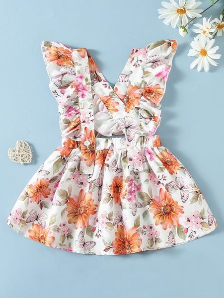 toddler girls floral print ruffle trim criss cross overall dress she, Red;yellow
toddler girls floral print ruffle trim criss cross overall dress she, Red;yellow