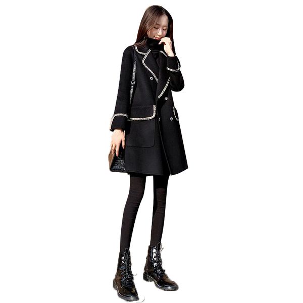 fashionable joker women's autumn and winter new black thick in the long section loose straight woolen coat ladies coats
fashionable joker women's autumn and winter new black thick in the long section loose straight woolen coat ladies coats
