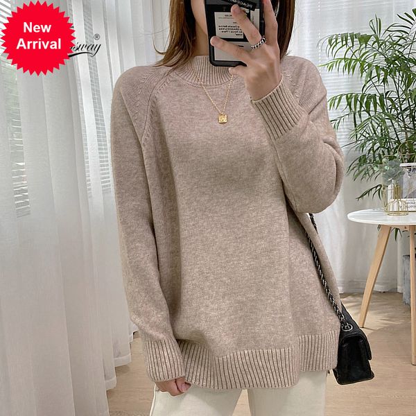 female mock neck pullovers high-quality oversized jumper split autumn clothes beige purple winter eight colors c-311, White;black
female mock neck pullovers high-quality oversized jumper split autumn clothes beige purple winter eight colors c-311, White;black