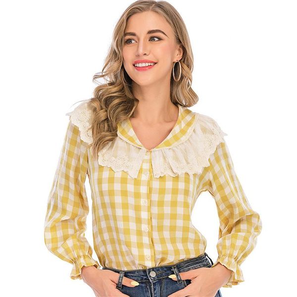 ruffle white collar long puff sleeve plaid shirts blouse for women yellow red green shirts for women clothing 2020 fall button
ruffle white collar long puff sleeve plaid shirts blouse for women yellow red green shirts for women clothing 2020 fall button