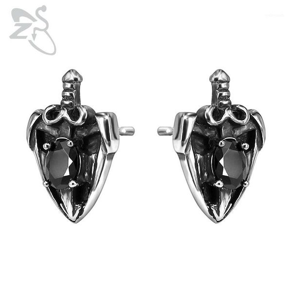 stud zs male punk earrings hip hop sword shape earring with black zirconia stainless steel jewelry 1 pair1, Golden;silver
stud zs male punk earrings hip hop sword shape earring with black zirconia stainless steel jewelry 1 pair1, Golden;silver