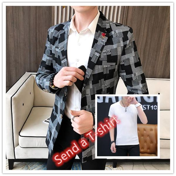 men's suits & blazers no ironing 2021 spring and autumn korean version slim man small suit young host handsome checked jacket tide, White;black
men's suits & blazers no ironing 2021 spring and autumn korean version slim man small suit young host handsome checked jacket tide, White;black