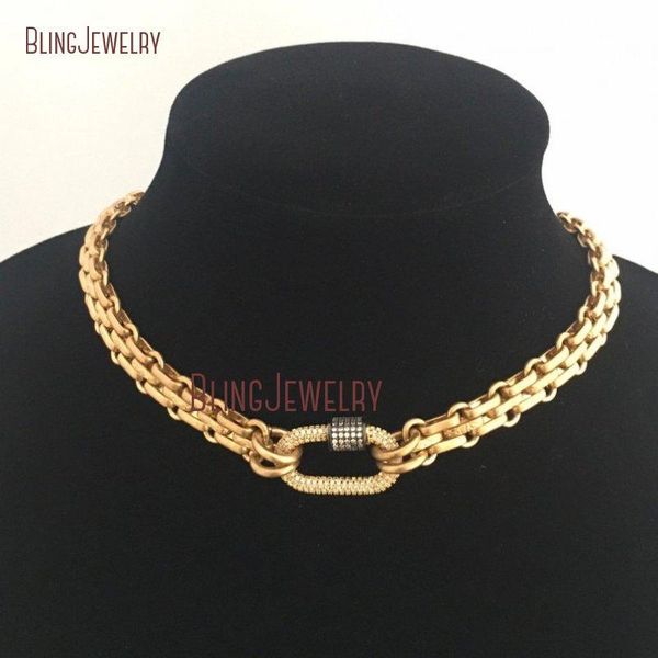 chains nm35053 gold carabiner chunky multilink chain necklace brass textured pave gunmetal screw lock, Silver
chains nm35053 gold carabiner chunky multilink chain necklace brass textured pave gunmetal screw lock, Silver