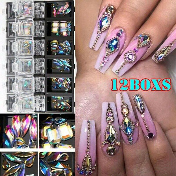nail art decorations 3d ab diamond gems glitter rhinestone glass 12 grids crystal charms diy tips shiny accessories, Silver;gold 
nail art decorations 3d ab diamond gems glitter rhinestone glass 12 grids crystal charms diy tips shiny accessories, Silver;gold