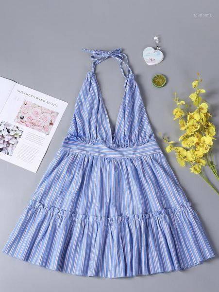 casual dresses female halter neck deep v suspender mini dress fashion striped back lace ruffled cotton beach dresses1, Black;gray
casual dresses female halter neck deep v suspender mini dress fashion striped back lace ruffled cotton beach dresses1, Black;gray
