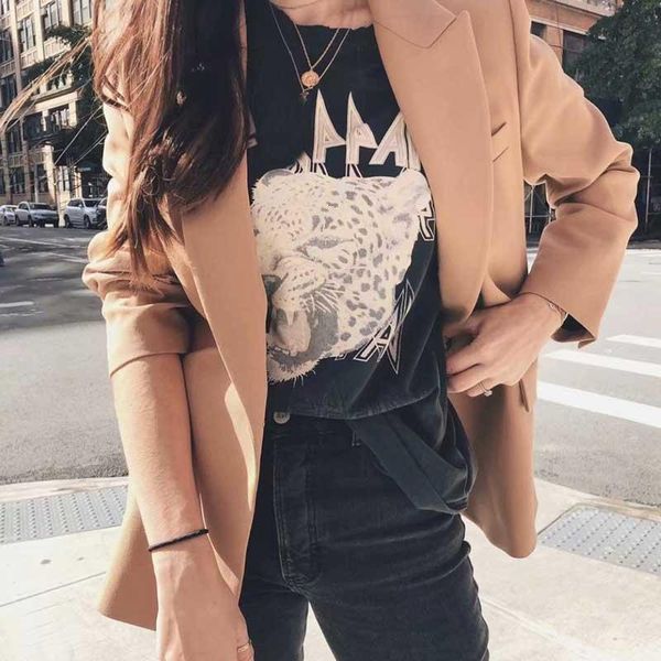 super chic band women t shirt leopard graphic tees women new fashion female vintage black t-shirts casual harajuku women, White 
super chic band women t shirt leopard graphic tees women new fashion female vintage black t-shirts casual harajuku women, White