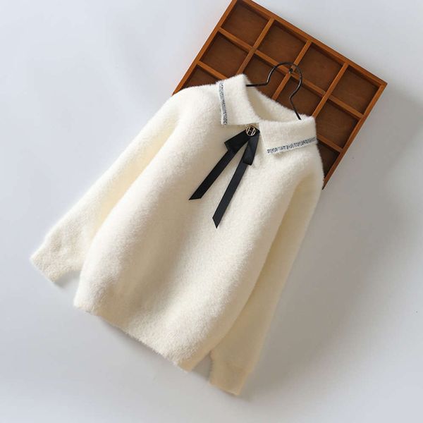new autumn and winter bowknot 2020 girls' sweater mink plush thickened children's knitted bottom coat, Blue 
new autumn and winter bowknot 2020 girls' sweater mink plush thickened children's knitted bottom coat, Blue