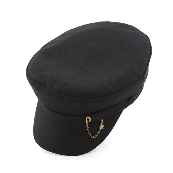luxury hat d family metal letter label autumn winter navy women's woolen cloth flat hat, Black;white
luxury hat d family metal letter label autumn winter navy women's woolen cloth flat hat, Black;white