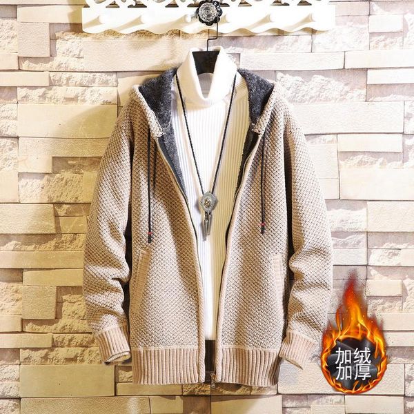 men's sweaters 2021 hooded knitted winter thicken mens coats male knitting sweater casual keep warm cardigan men, White;black
men's sweaters 2021 hooded knitted winter thicken mens coats male knitting sweater casual keep warm cardigan men, White;black