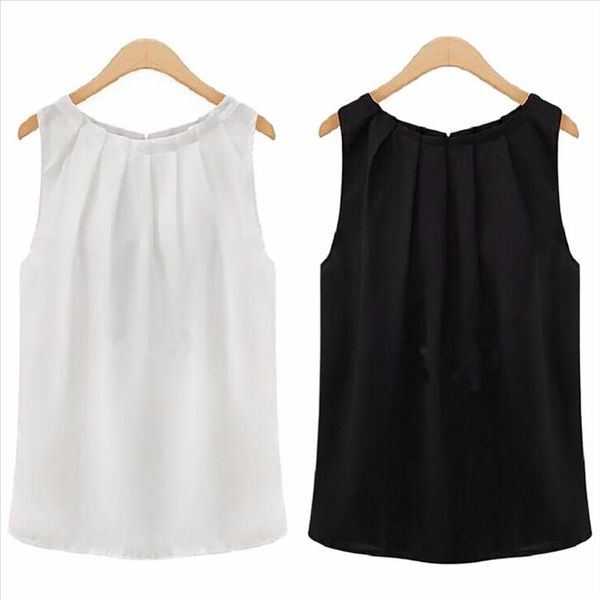 women shirt plus size xxxl women tropical simple pure color fold sleeveless o neck chiffon blouses casual, White
women shirt plus size xxxl women tropical simple pure color fold sleeveless o neck chiffon blouses casual, White