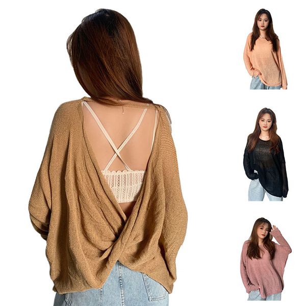 new autumn winter women's knitwear backless minimalist loose casual sweaters pullover woman clothing js0002 201130, White;black
new autumn winter women's knitwear backless minimalist loose casual sweaters pullover woman clothing js0002 201130, White;black