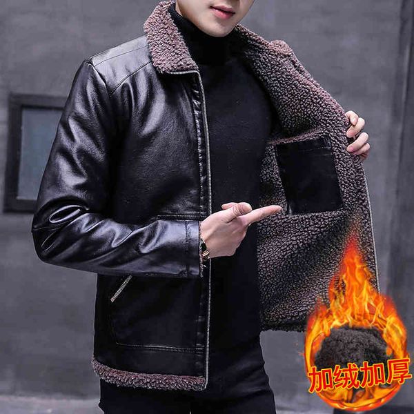 men's warm leather clothes youth trend suede collar plush pu coat men's new winter motorcycle jacket, Black;brown
men's warm leather clothes youth trend suede collar plush pu coat men's new winter motorcycle jacket, Black;brown