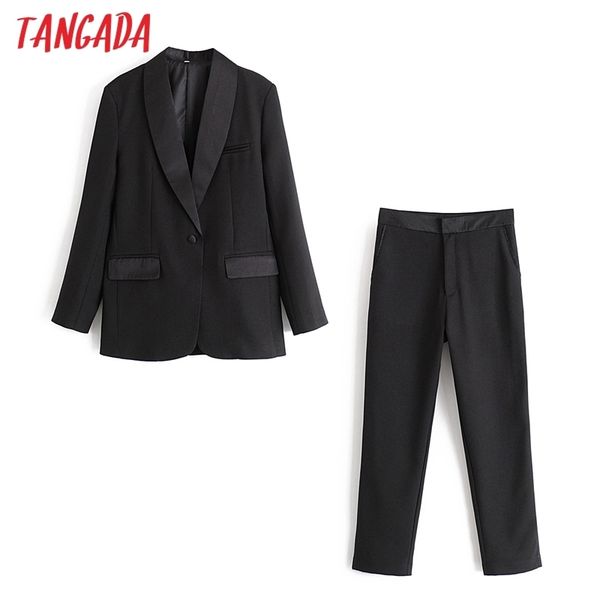 tangada 2020 women black party blazer suit 2 piece set female notched collar jacket ladies blazer pants sets lj200907, White;black
tangada 2020 women black party blazer suit 2 piece set female notched collar jacket ladies blazer pants sets lj200907, White;black