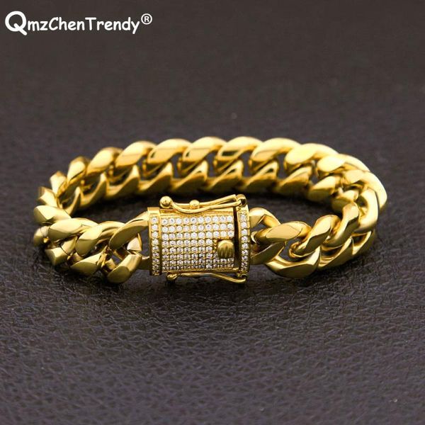 14mm 22cm stainless steel hip hop women mens miami curb cuban chain bracelets cz clasp dargon clasp bangle jewelry drop shopping, Black
14mm 22cm stainless steel hip hop women mens miami curb cuban chain bracelets cz clasp dargon clasp bangle jewelry drop shopping, Black