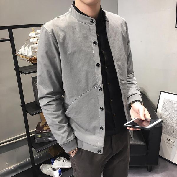 men's jackets stand collar single breasted male jacket short style black gray casual simple outwear young people e21, Black;brown
men's jackets stand collar single breasted male jacket short style black gray casual simple outwear young people e21, Black;brown