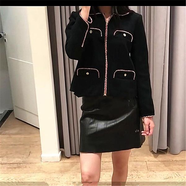 women's wool & blends autumn and winter tweed piping cardigan short coat temperament black lapel small
women's wool & blends autumn and winter tweed piping cardigan short coat temperament black lapel small
