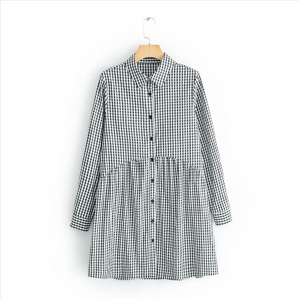 2019 new women vintage plaid printing shirtdress casual slim dress female pleats patchwork vestidos chic business dresses ds1962, Black;gray
2019 new women vintage plaid printing shirtdress casual slim dress female pleats patchwork vestidos chic business dresses ds1962, Black;gray