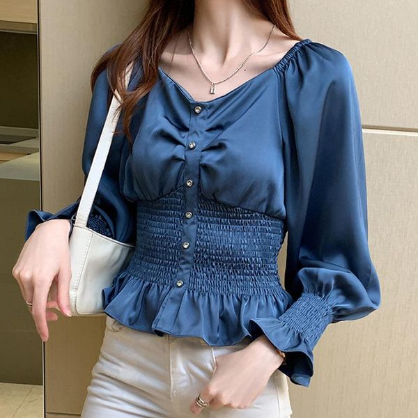 autumn spring short women blouse 2020 fashion solid puff sleeve white korean slim v-neck sweet ruffles shirt
autumn spring short women blouse 2020 fashion solid puff sleeve white korean slim v-neck sweet ruffles shirt
