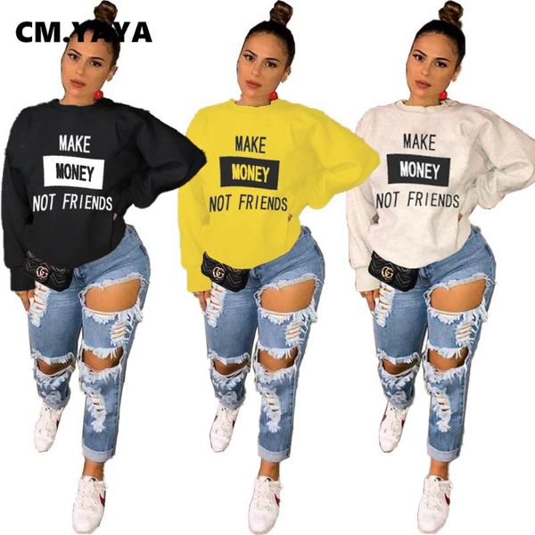 cm.yaya women autumn winter make money not friend print sweatshirt streetwear fashion long sleeve classic pullover hoodies, Black
cm.yaya women autumn winter make money not friend print sweatshirt streetwear fashion long sleeve classic pullover hoodies, Black