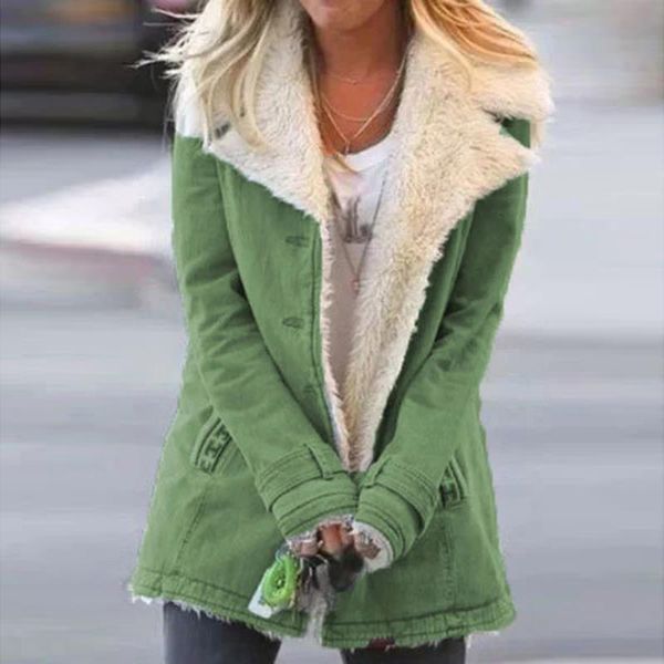 button lapel collar pockets jacket outerwear big size 4xl women long sleeve fluffy coat winter autumn thick warm fleece overcoat, Black;brown
button lapel collar pockets jacket outerwear big size 4xl women long sleeve fluffy coat winter autumn thick warm fleece overcoat, Black;brown