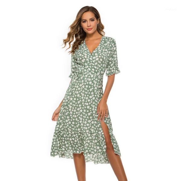 womens summer v neck holiday dress ladies floral print dress women half sleeve party beach women casual bohemian #g41, White;black
womens summer v neck holiday dress ladies floral print dress women half sleeve party beach women casual bohemian #g41, White;black
