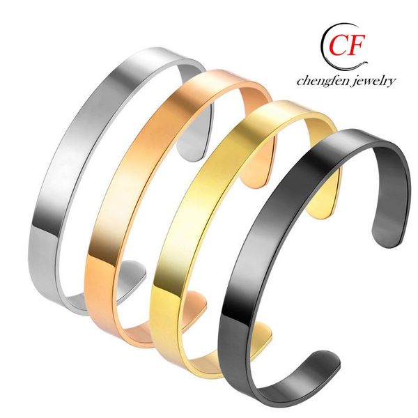 Simple stainless steel smooth Bracelet 8mm Korean titanium steel open bracelet for men and women, Black
Simple stainless steel smooth Bracelet 8mm Korean titanium steel open bracelet for men and women, Black