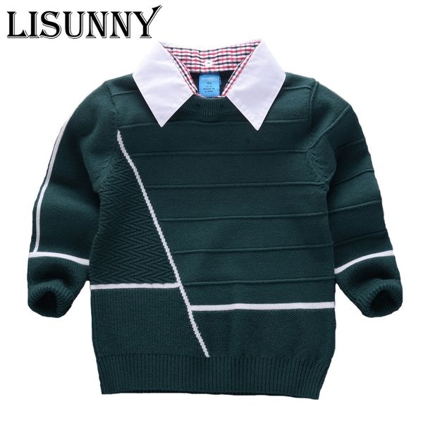 shirt collar boys sweaters baby stripe pullover knit kids clothes autumn winter new children sweaters boy clothing school 201128, Blue
shirt collar boys sweaters baby stripe pullover knit kids clothes autumn winter new children sweaters boy clothing school 201128, Blue