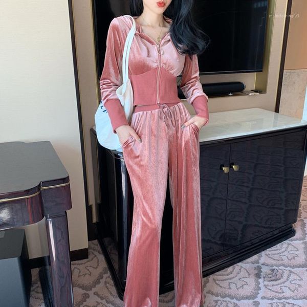 two piece dress autumn style velvet 2 sets womens outfits slim crop casual hooded coat fashion brand loose long pants women 1, White
two piece dress autumn style velvet 2 sets womens outfits slim crop casual hooded coat fashion brand loose long pants women 1, White