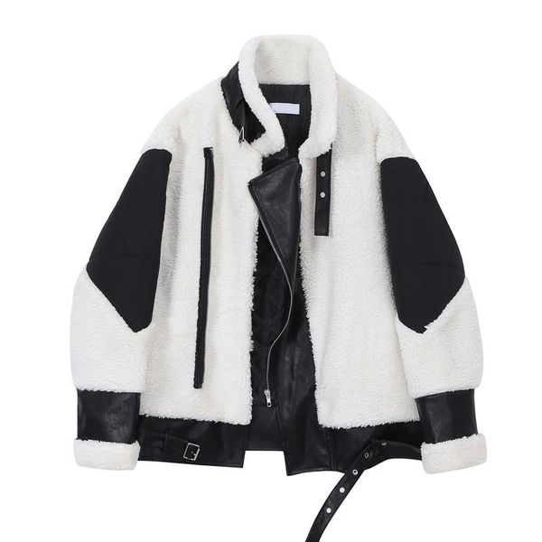faux lamb fur jacket women pu leather spliced fashion motorcycle jackets winter thick warm faux fur coat female short plush coat, Black
faux lamb fur jacket women pu leather spliced fashion motorcycle jackets winter thick warm faux fur coat female short plush coat, Black
